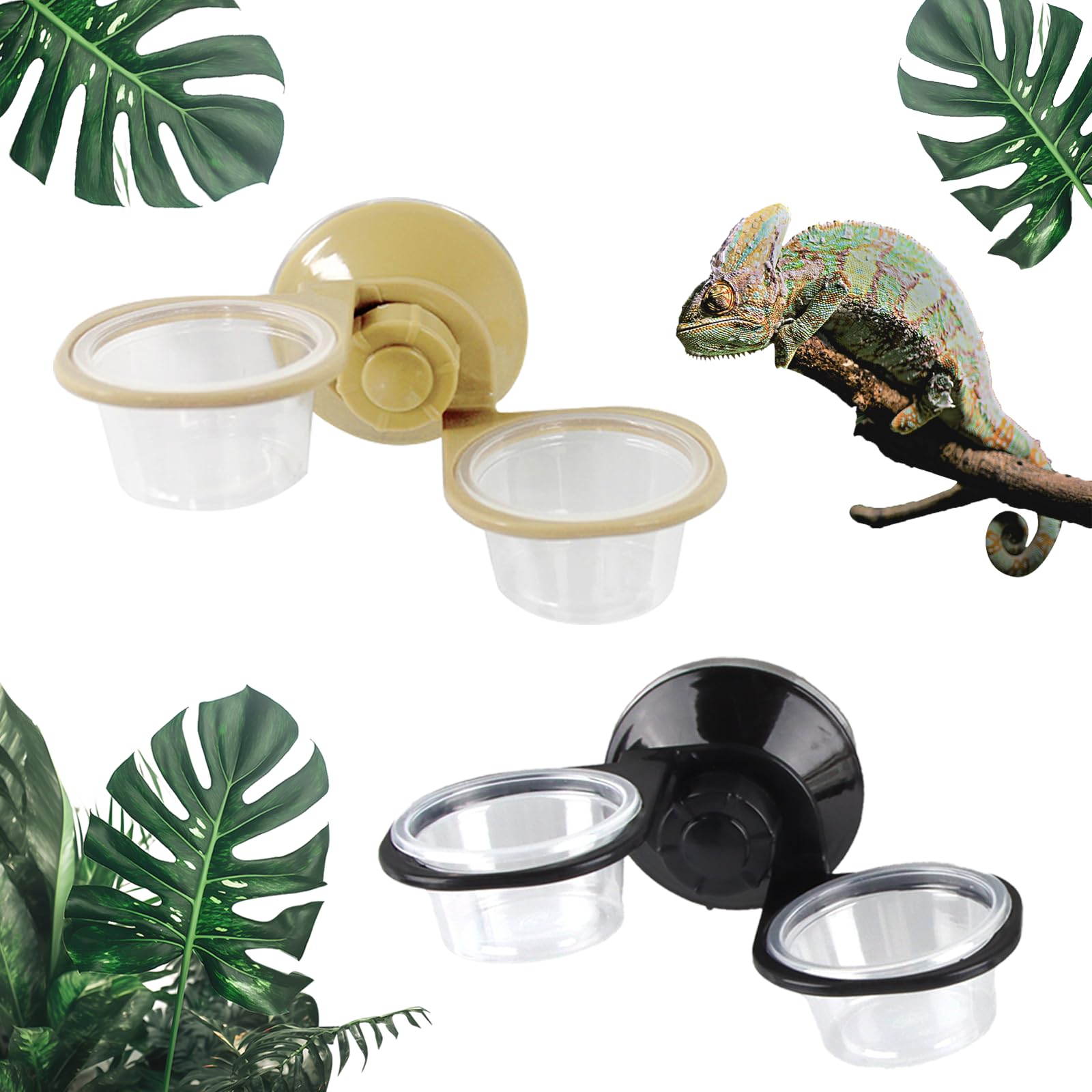 2-in-1 Mangiatoia E Bevitore Per Rettili Con Ventosa - Per Gechi, Lucertole, Tartarughe E Anfibi