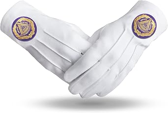 BRICKS MASONS Grand Master Blue Lodge Glove - Pure Cotton With Purple Patch
