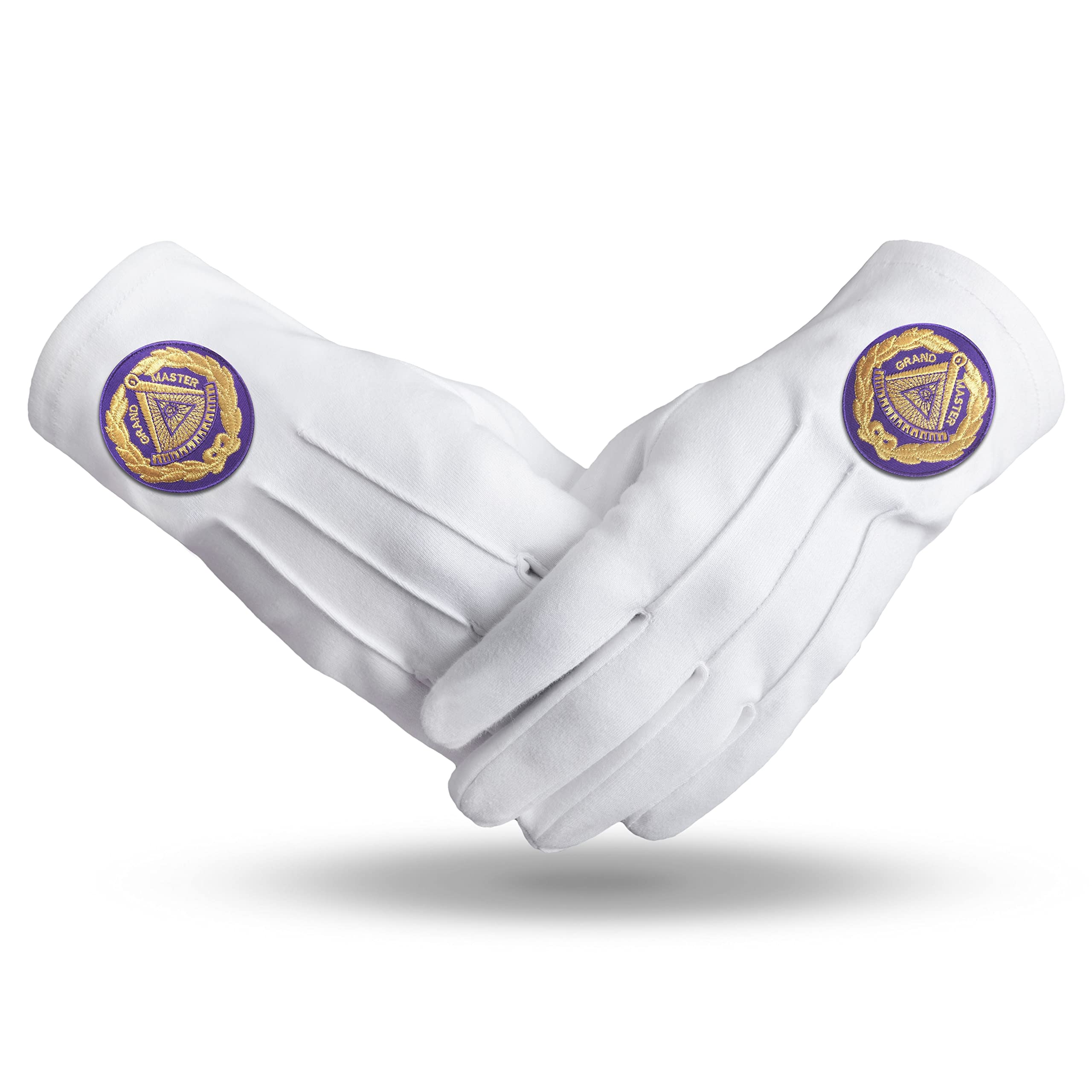 BRICKS MASONS Grand Master Blue Lodge Glove - Pure Cotton With Purple Patch