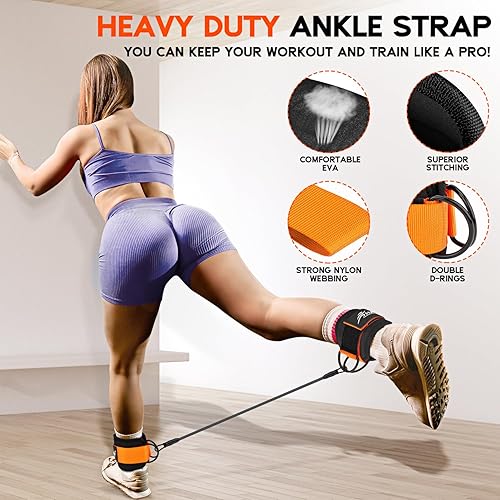 Miniatura 4 de Bandas de resistencia al tobillo con puños bandas de tobillo para entrenamiento bandas de resistencia para entrenamiento de glúteos de piernas