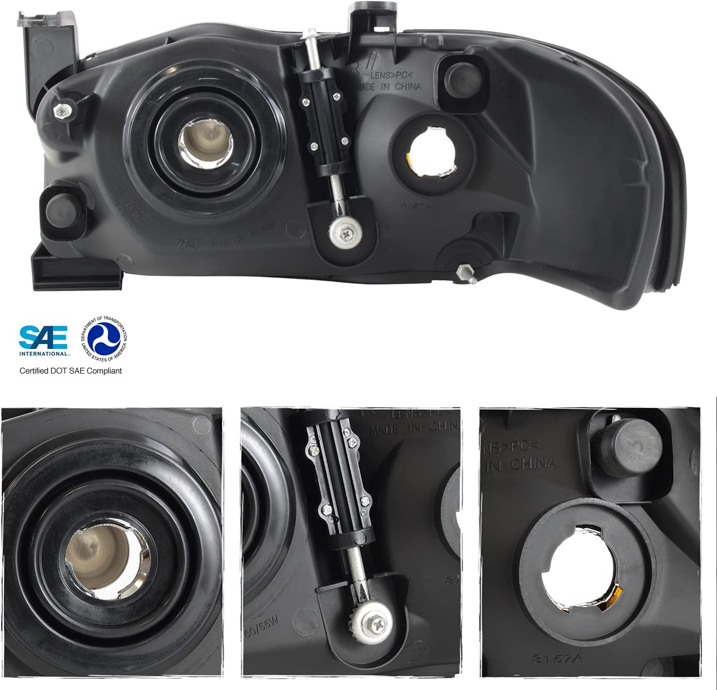 AKKON - Fits 2004 2005 2006 Sentra 4Door Sedan [Halogen Style] Black Headlamp Headlights Driver+Passenger Pair 04 05 06