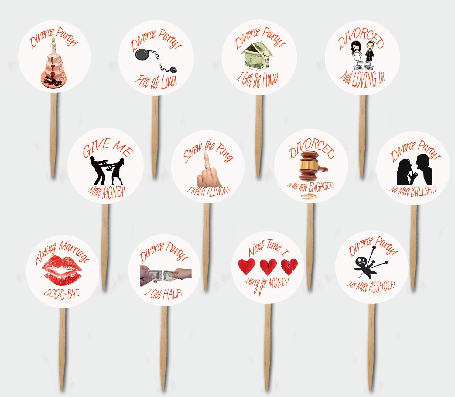 Divorce Party for HER Cupcake Picks (12 Pieces) Party Favors