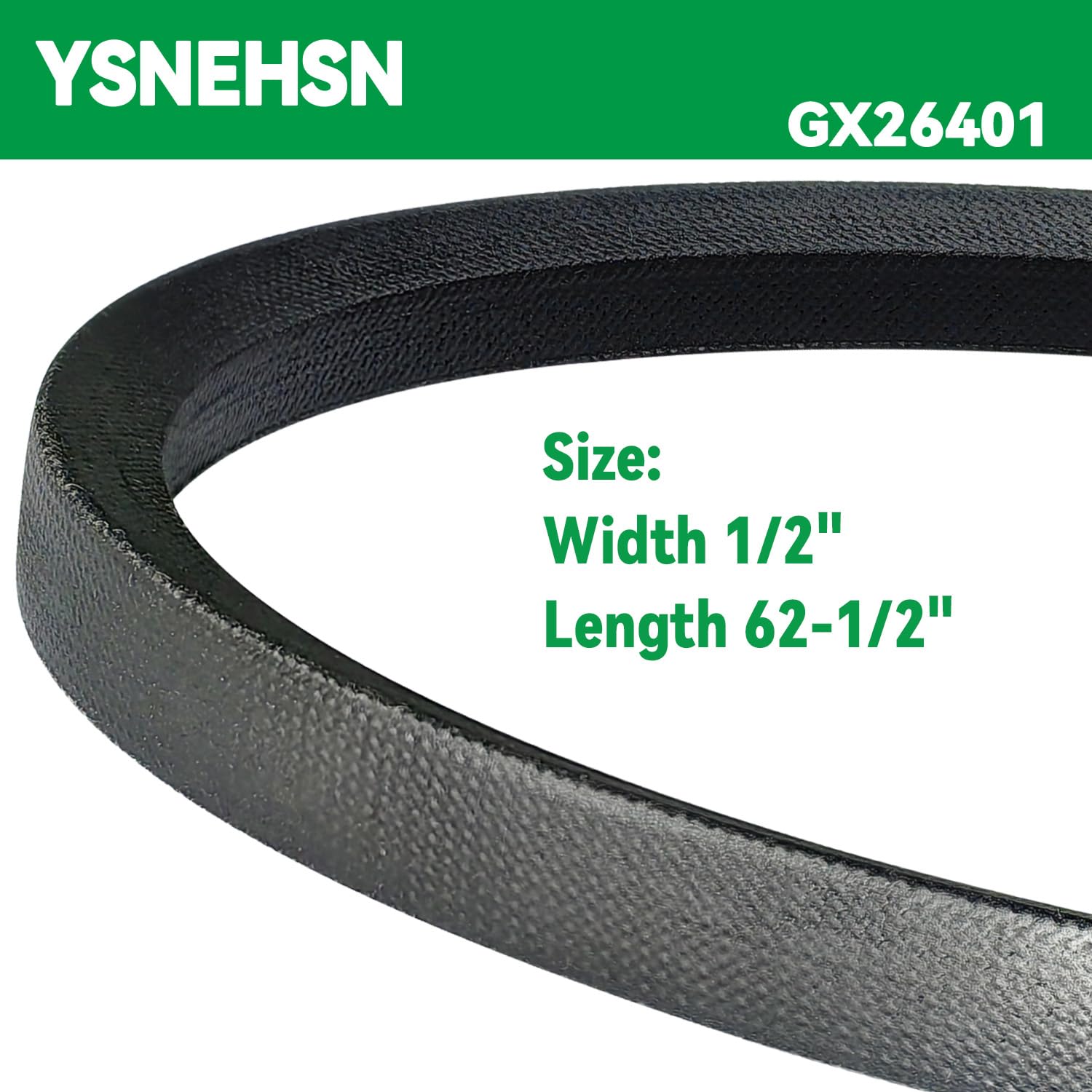 GX26401 - Correa de transmisión para cortacésped John Deere M165413, Z235 EZ Trak, Z335E ZTrak, Z345M ZTrak, Z255 EZ Trak (1/2 pulgadas x 62-1/2 pulgadas)