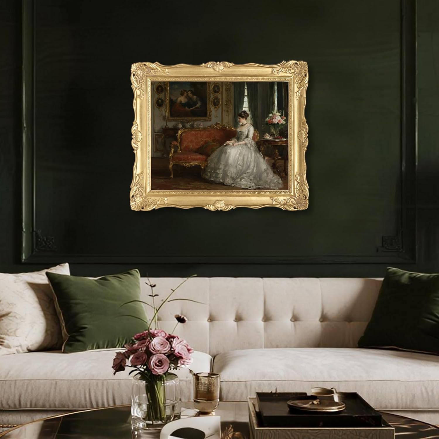 Vintage 11x14 Picture Frame Gold, Textured Antique Picture Frames with Embossed Flower Design, Ornate Frame for 11x14 Photo, Resin Antique Frames Tabletop & Wall Hanging, Home Decor Gold 11x14