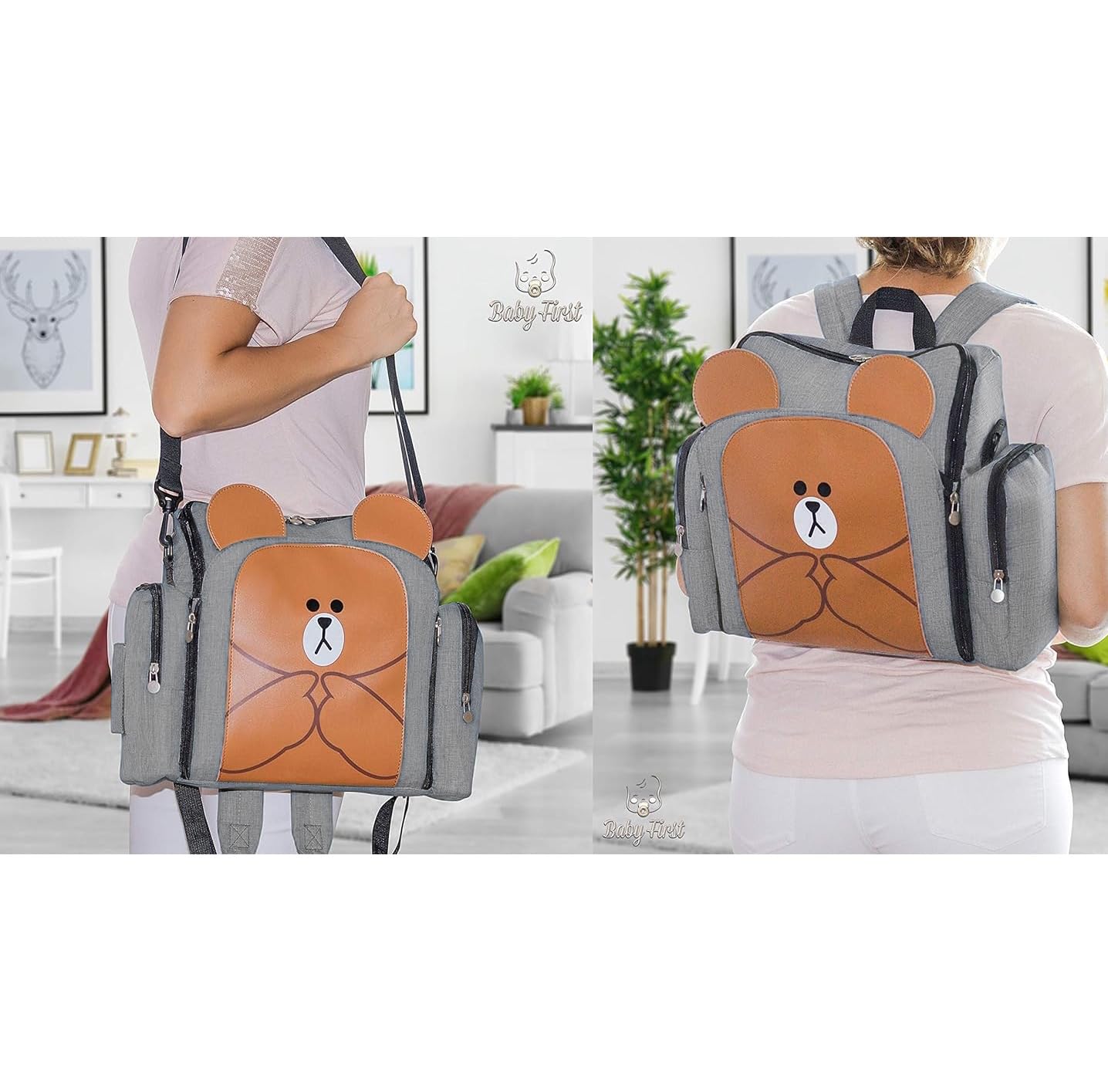 Rehausseur Chaise Enfant 4en1, Sac De Poussette- Sac à Dos Multi-Fonctions Pour Maman- Chaise Haute Bebe De Voyage, Portable, Matelas a Langer, Tissu Eco-Oxford Waterproof®