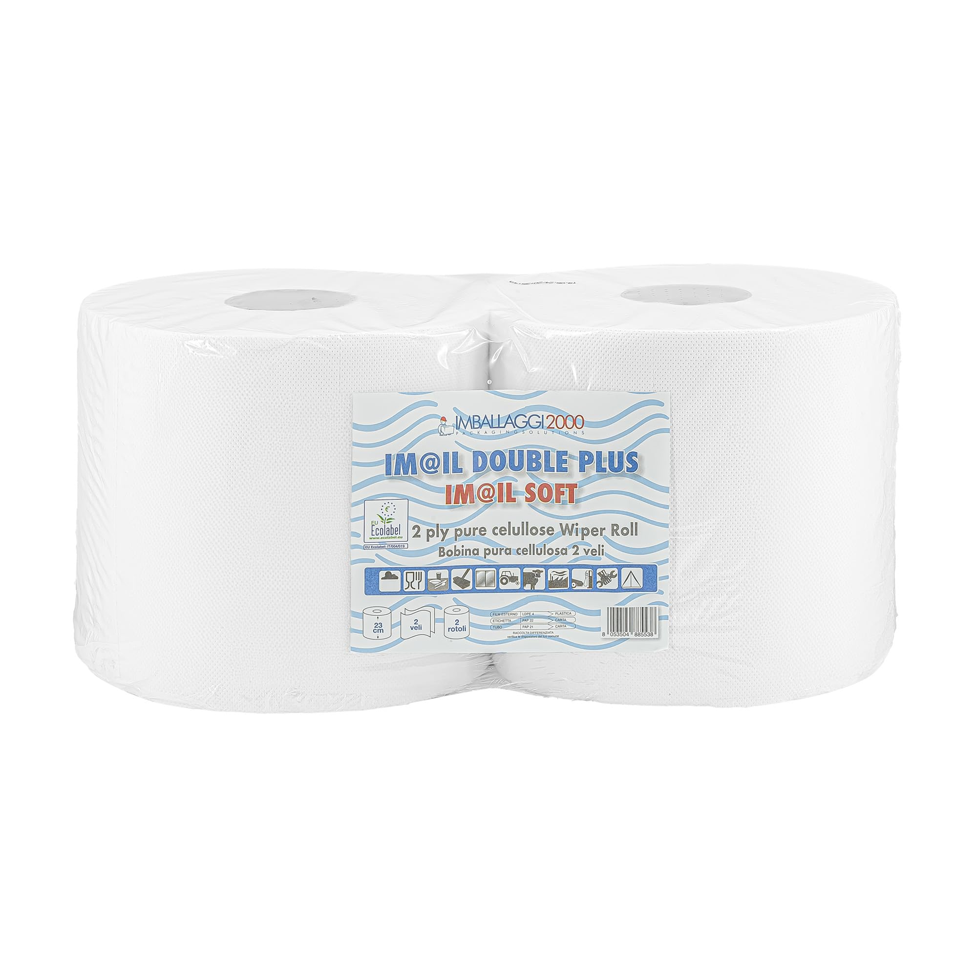 2 Rotoli Carta Asciugatutto Industriale - 1600 Strappi Totali, 2 Veli, Pura Cellulosa, Per Dispenser - Foto 5