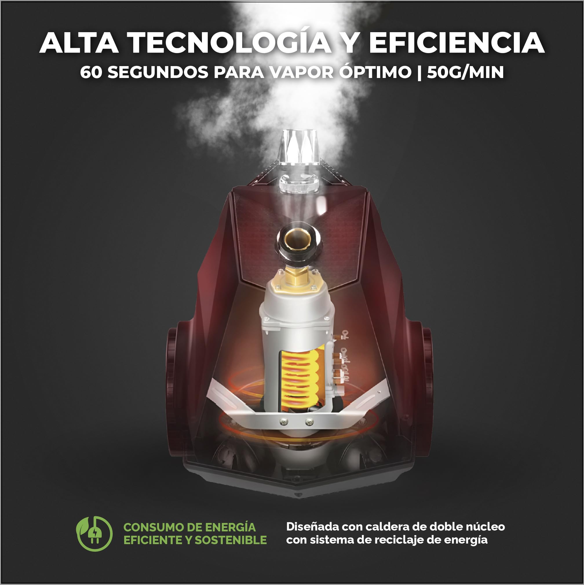 RHINO COSMIC Plancha de Vapor Vertical 2350W (4 Niveles de Potencia) Depósito 3.8L Vapor Continuo 50 g/min | Centro de Planchado de Ropa y Varios Tejidos | Incluye Cepillo Quitapelusas y Accesorios