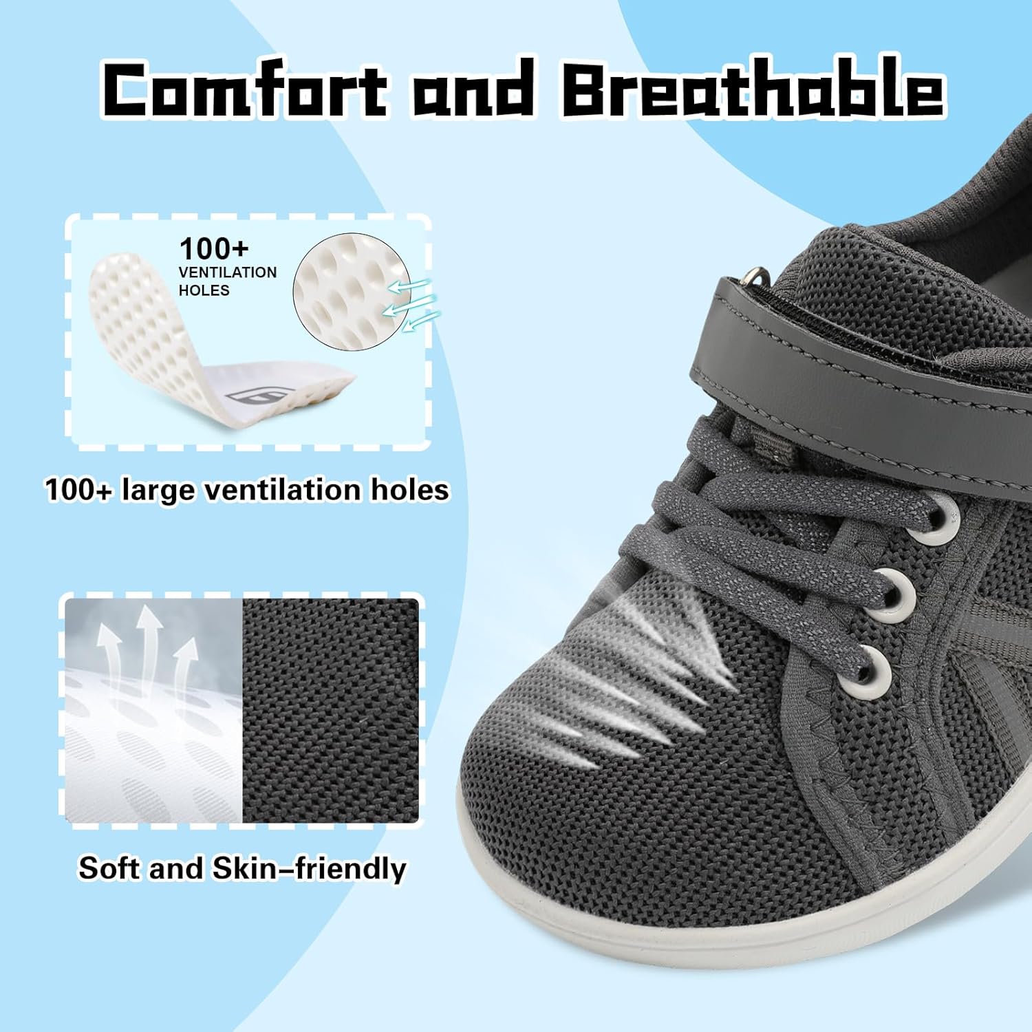 JOINFREE Toddler Shoes Boys Girls Wide Barefoot Shoes Little Kids Minimalist Sneakers Zero Drop Casual Walking Shoes Breathable Tennis Shoes Indoor Outdoor - Image 5