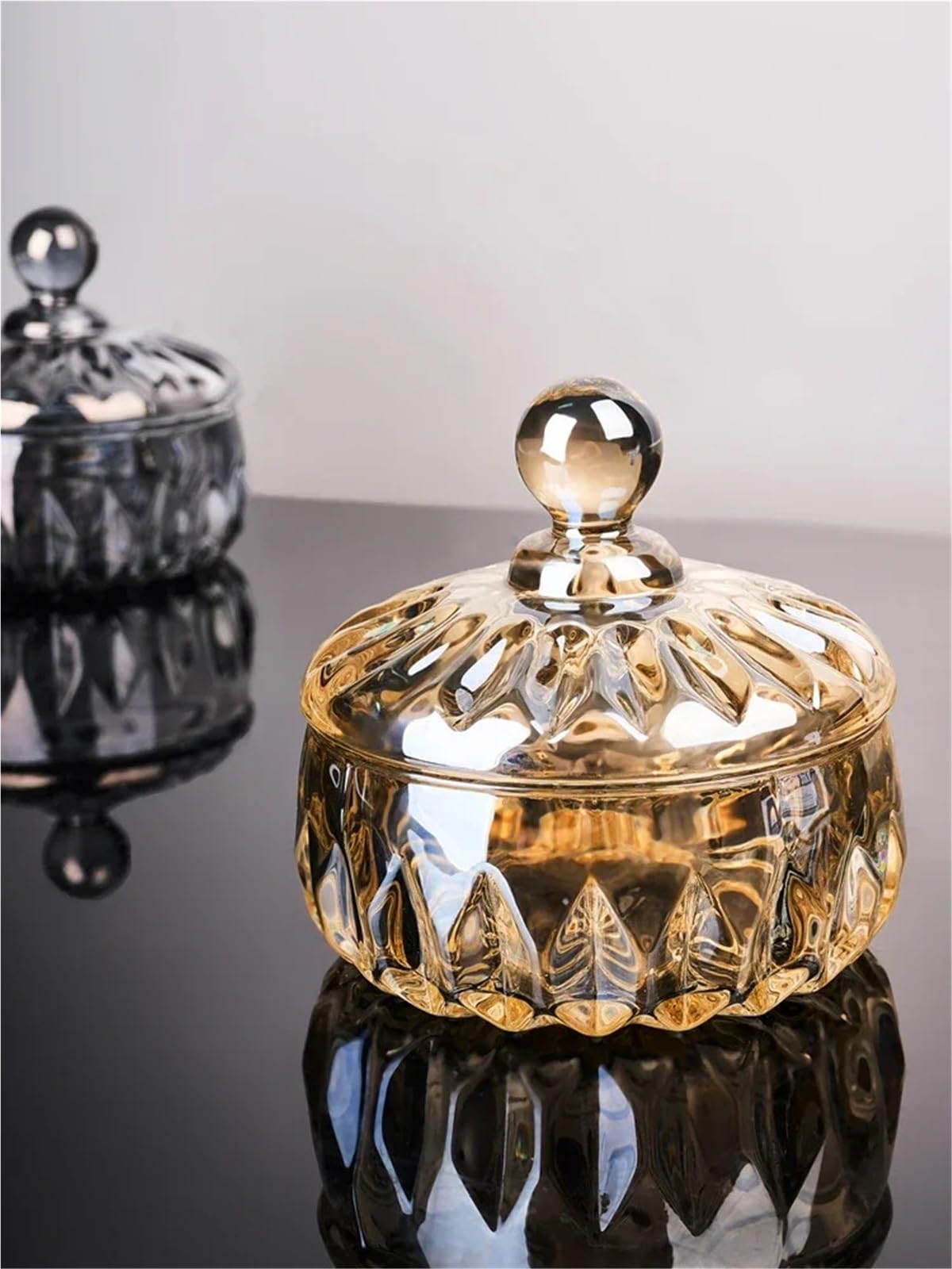 Bonbonglas Kreative Candy Jar Kristall Glas Candy Boxs Haushalt Transparent Zucker Jar Snack Lagerung Flaschen Mit Deckel for Lebensmittel Lagerung FüR SüßWaren(Clear,10.5 * 11.5cm)