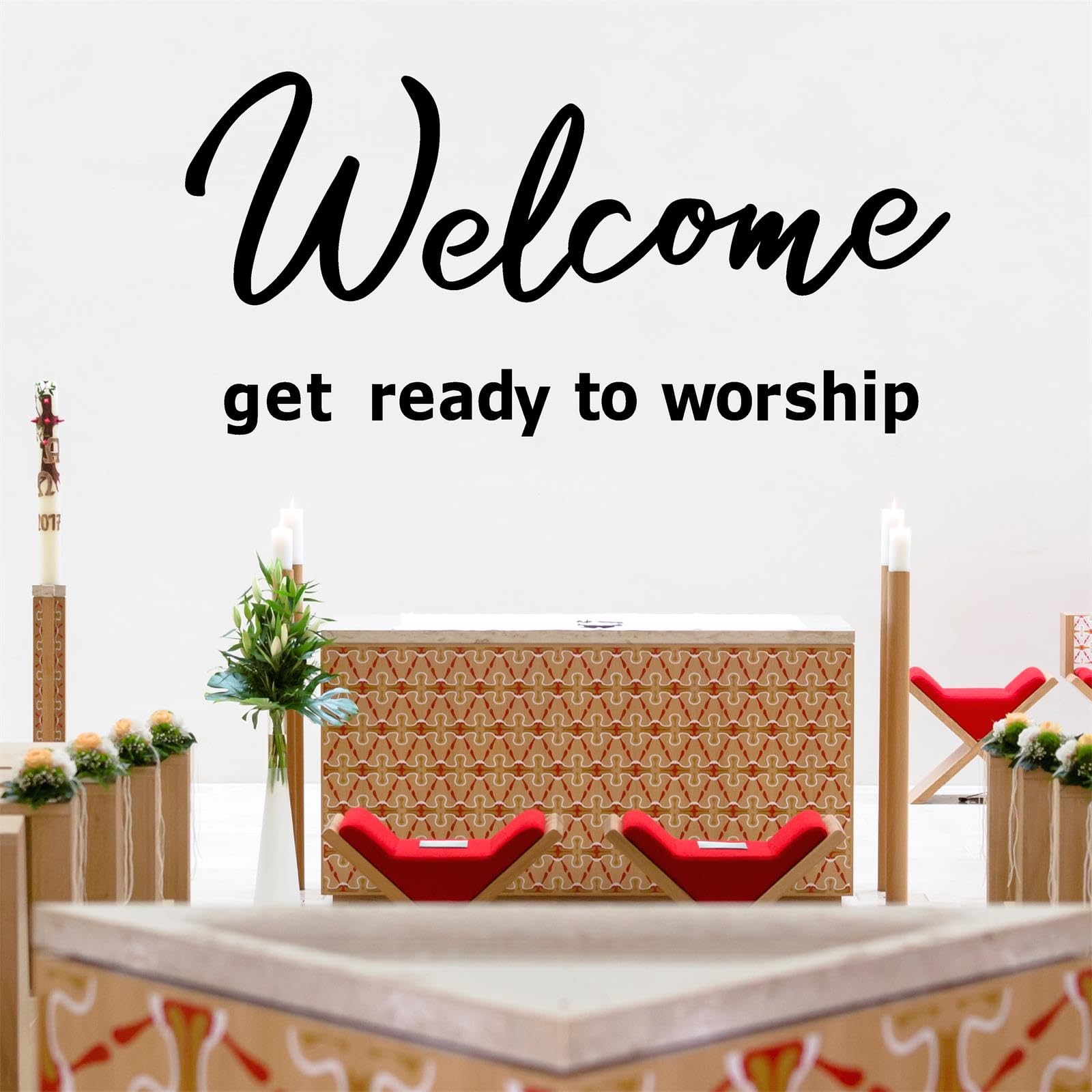 Church Quotes Wall Decals Christian Inspirational Wall Stickers Religious Welcome Get Ready to Worship Sign Motivational Vinyl Wall Art Decals for Church Living Room Office Home Decor - Image 2
