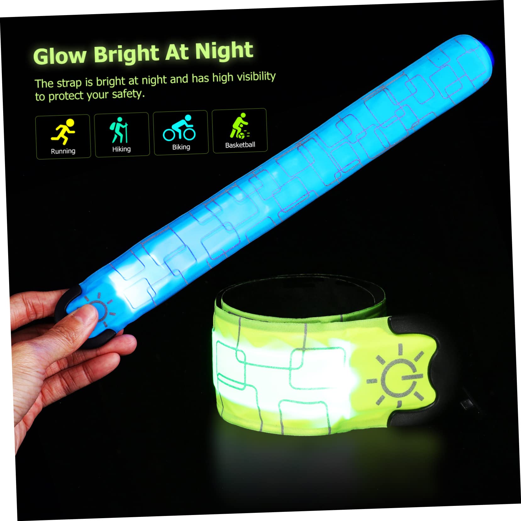 Hemobllo 4 Piezas LED Pulseras Recargables USB con de Luz Brazaletes Reflectantes para Correr Ciclismo y Alta Visibilidad Verde y Azul
