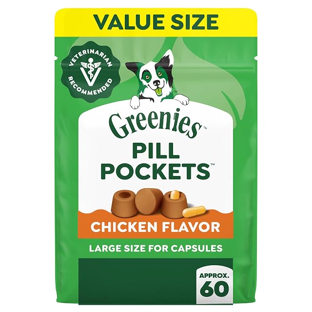 Greenies Pastilleros para Perros, tamaño cápsula, golosinas Suaves Naturales para Perros, Sabor Pollo