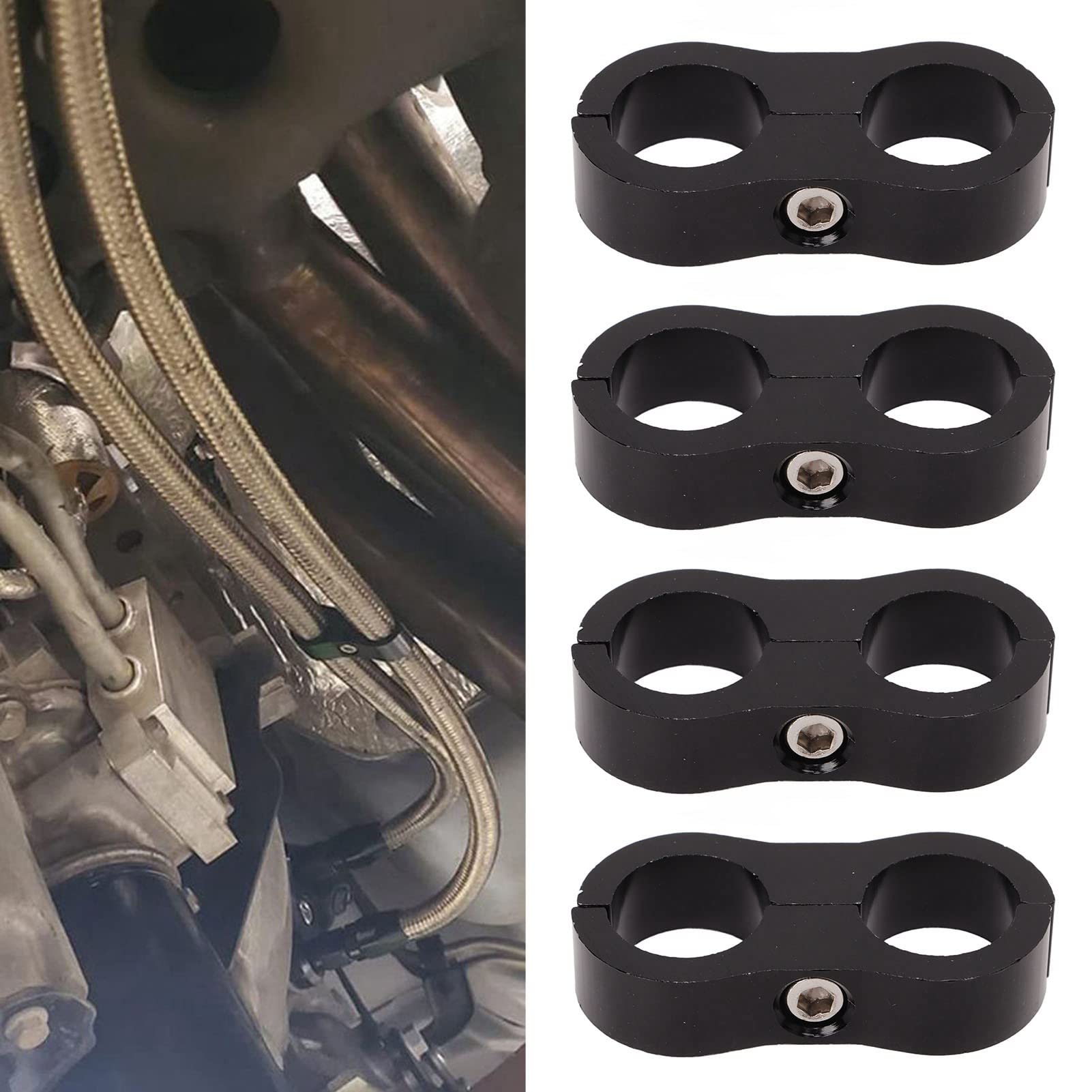 4 Pezzi Morsetti Di Montaggio Per Linea Carburante 3/4 - Separatori In Alluminio Per Tubi Flessibili Con Chiave Inclusa