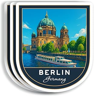 (3Pcs 3X3) Berlin Germany Stickers - Germany Travel Sticker - Berlin Travel Gift - Tourism Souvenir - Decals for Luggage - Suitcase - Scrapbook - Laptop - Water Bottle