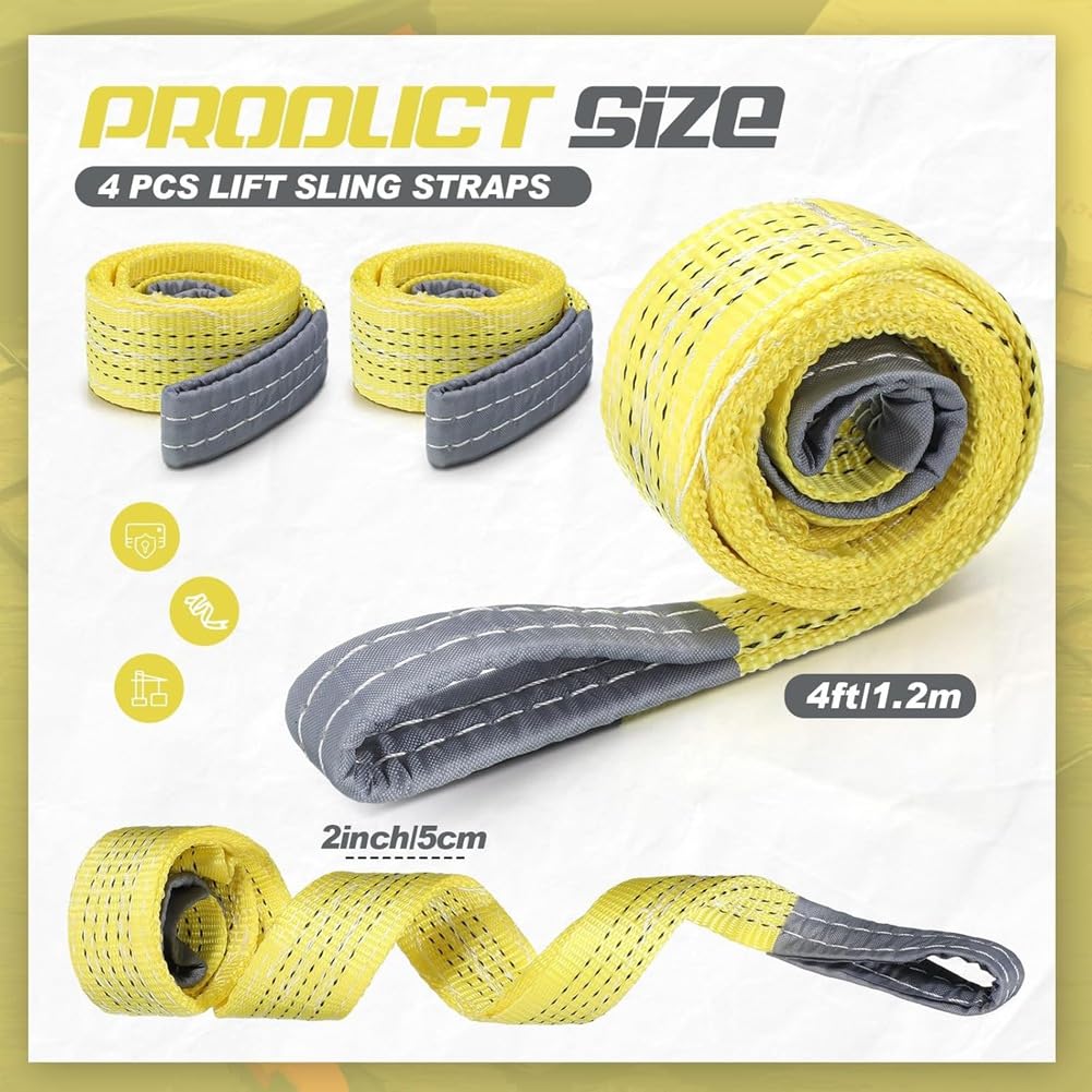 4 . Podnośniki Pasy do podnoszenia Heavy Duty Web Sling Poliester Nylon Wciągnik Samochodowy Do Użytkowania Na Zewnątrz