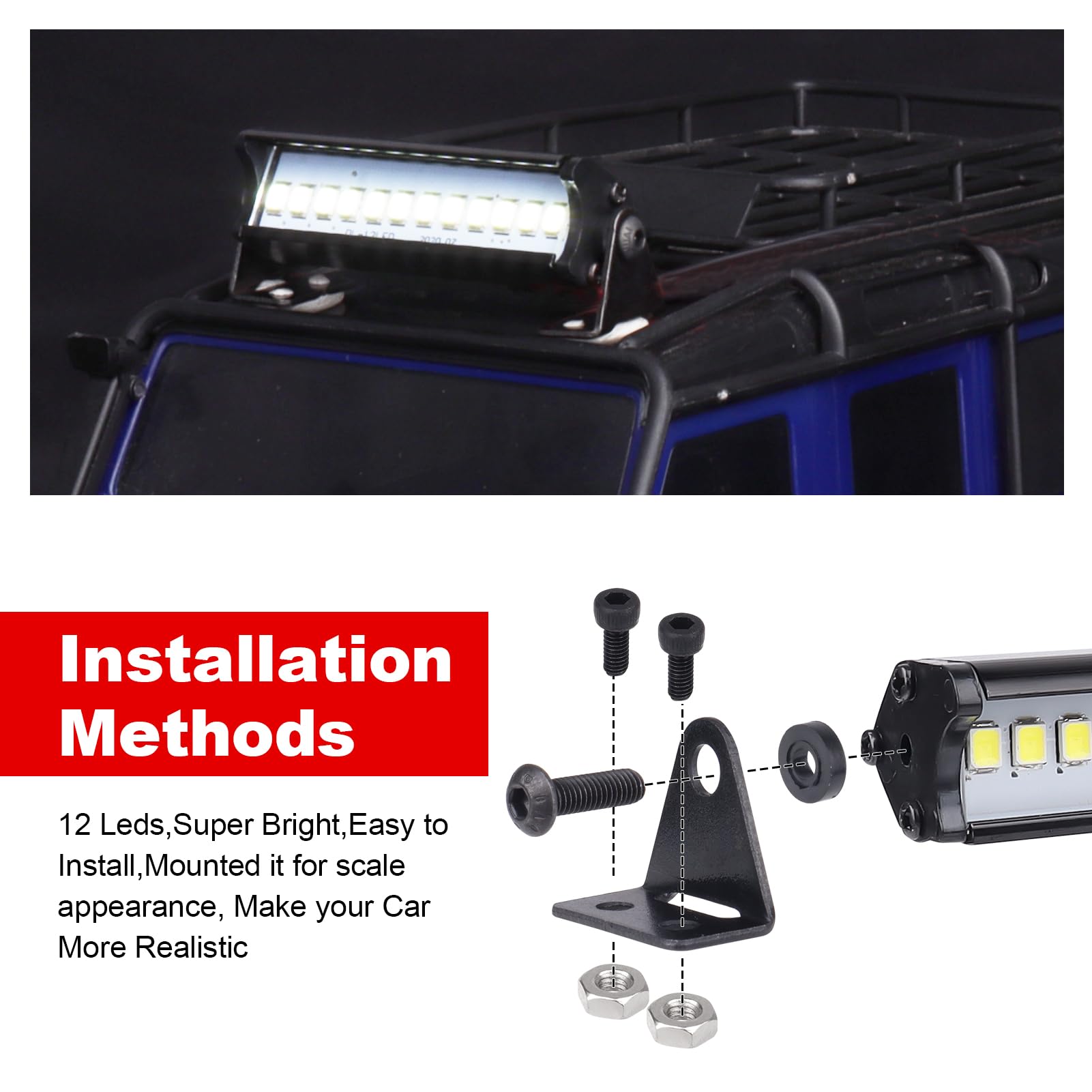 Barre LED Tonysa Pour Crawler 1/10 – 55 Mm, Compatible TRX4, SCX10, 90046