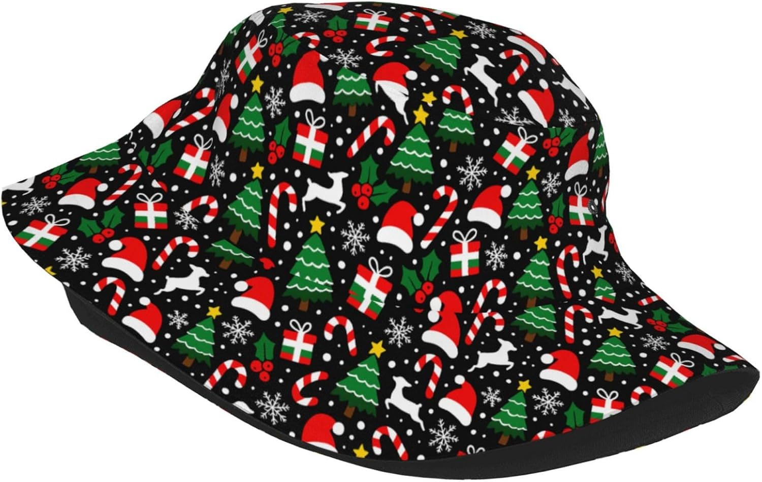 Merry Christmas Bucket Hat Outdoor Travel Beach Sun Hats Casual Fisherman Cap for Women Men