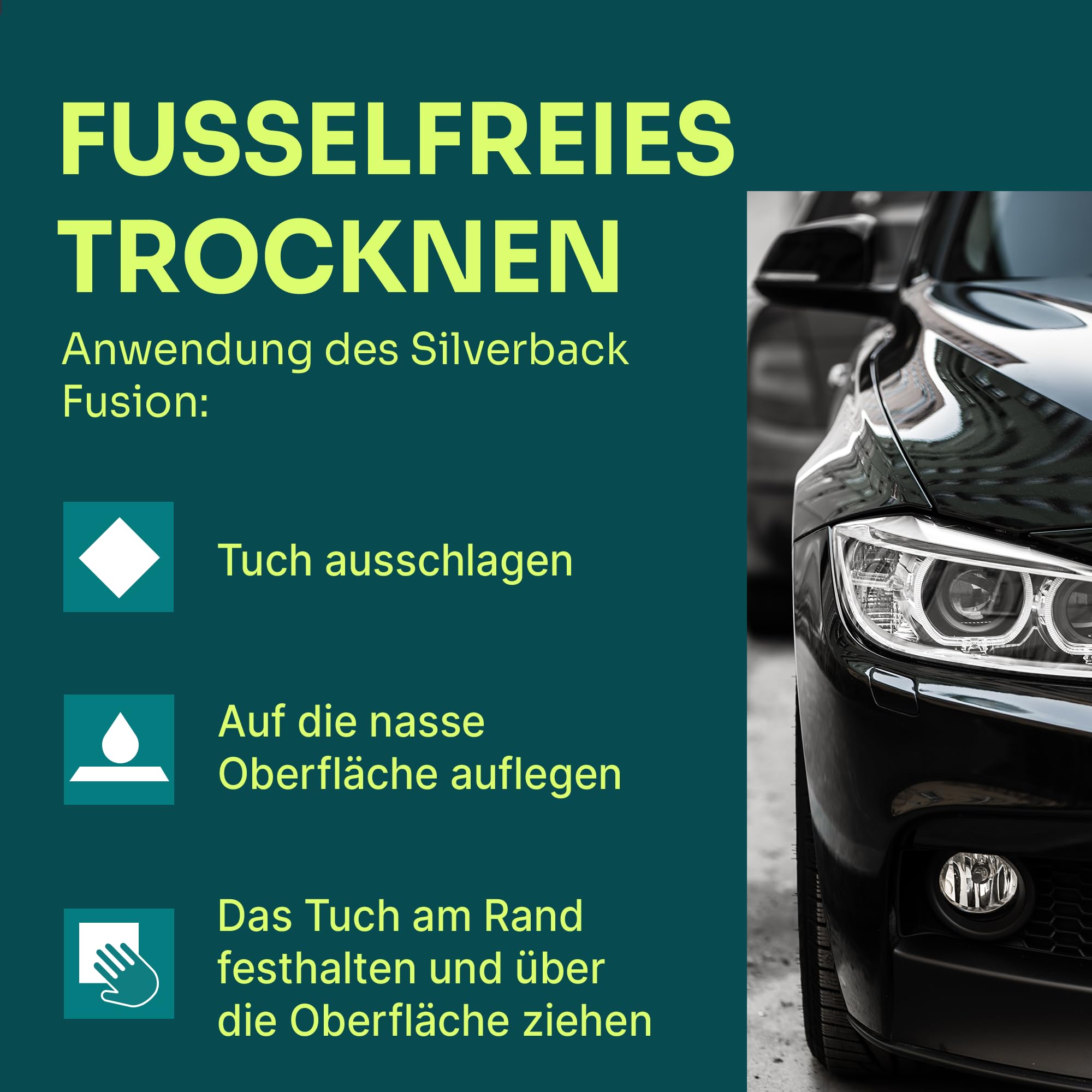 Liquid Elements Auto Trockentuch Silverback Fusion Hybrid - Saugfähiges Mikrofasertuch Auto - Effektive Autopflege - Fusselfrei - Lackschonend - 50 x 80 cm (5 Stück)
