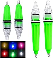 Vista 9 de AGOOL Luz de pesca subacuática, 4 unids luz de pesca de caída profunda impermeable intermitente LED luz de pesca nocturna atractiva luz verde luz