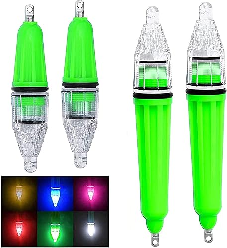 Miniatura 10 de AGOOL Luz de pesca subacuática, 4 unids luz de pesca de caída profunda impermeable intermitente LED luz de pesca nocturna atractiva luz verde luz