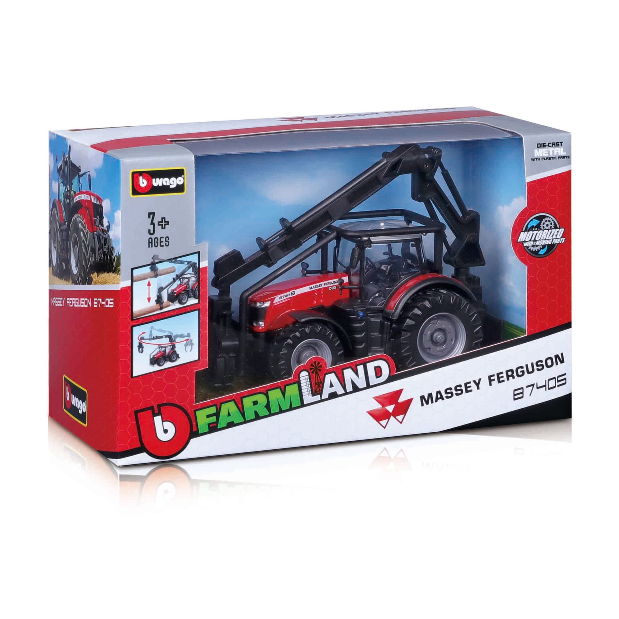 BBURAGO Tracteur Massey Ferguson à Friction 1/43 - Miniature Collection Ferme Rouge