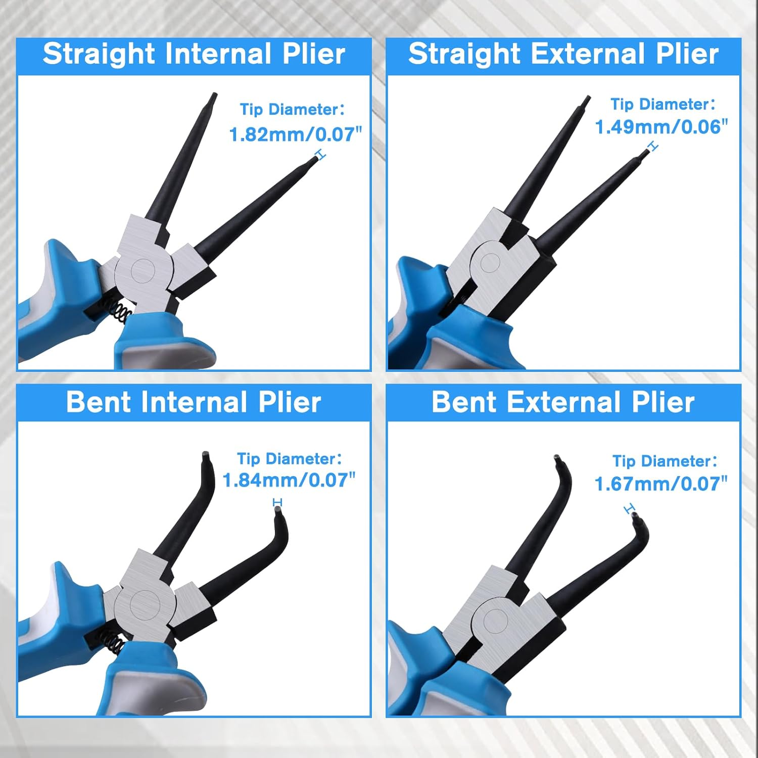 SPEEDWOX 4pcs 7" Snap Ring Pliers Set Circlip Pliers Kit Retaining Ring Pliers Internal/External Circlip Pliers Kit with Straight/Bent Jaw C-clip Pliers for Ring Remover Retaining with Storage Pouch