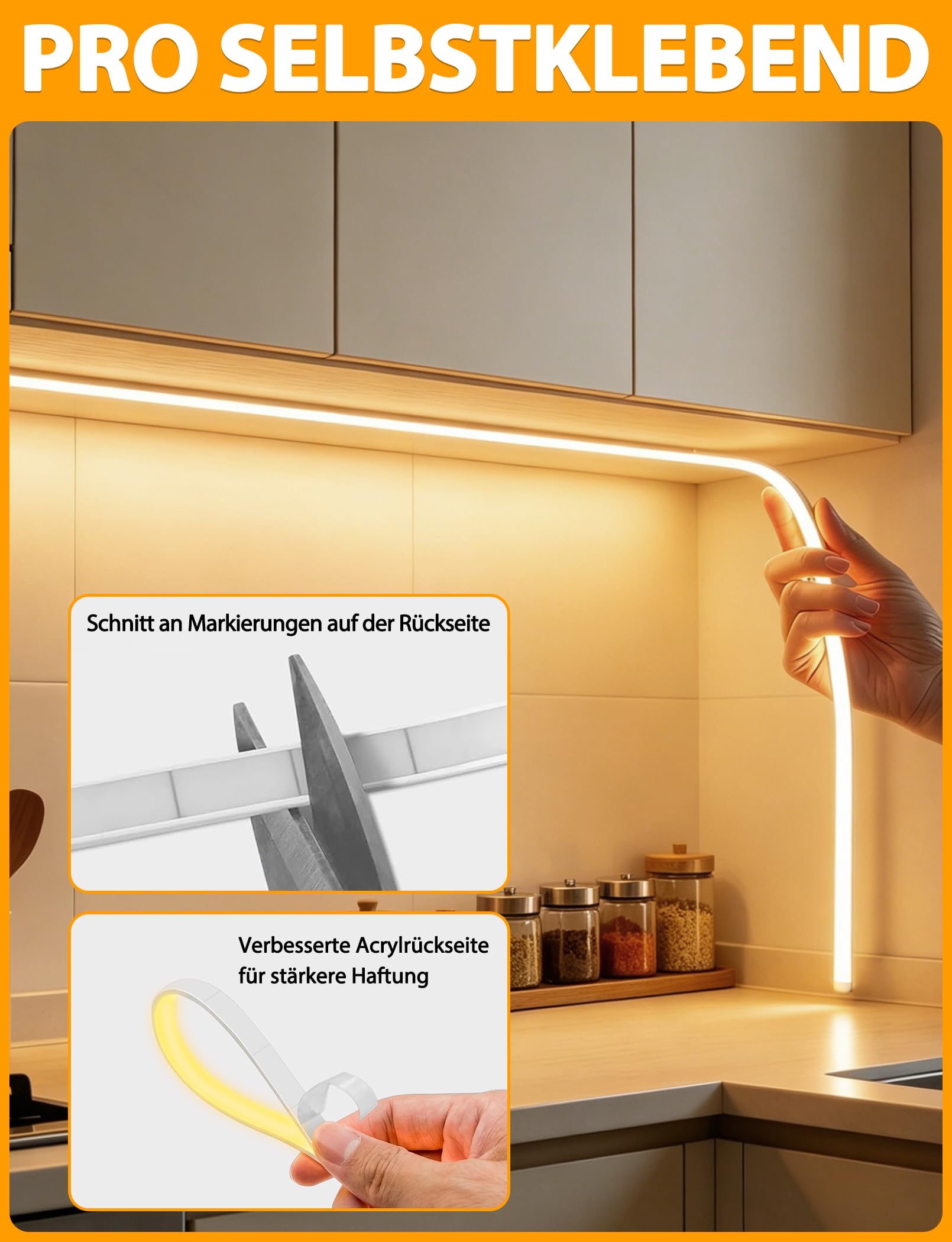 Striscia LED COB, luce bianca calda, dimmerabile, 10 m, con telecomando, 3000 K, autoadesiva, impermeabile, larghezza 10 mm, in silicone, flessibile, per TV, camera da letto, CRI90+