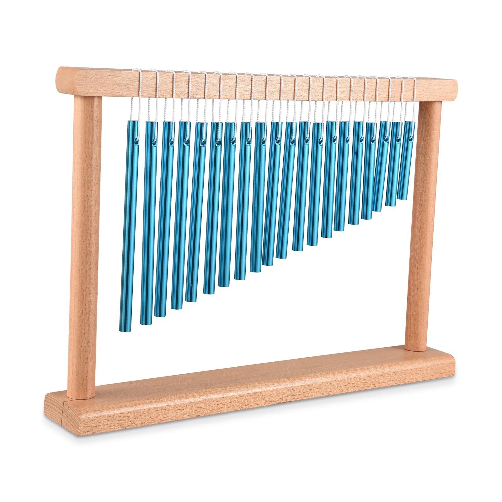 20 Bar Chimes Professional Wind Chime Musikinstrument mit Mallet für Bühnenperformance -Klassenzimmer Bürodekoration aus Buchenholz Aluminium Blau Gold 36,5 cm
