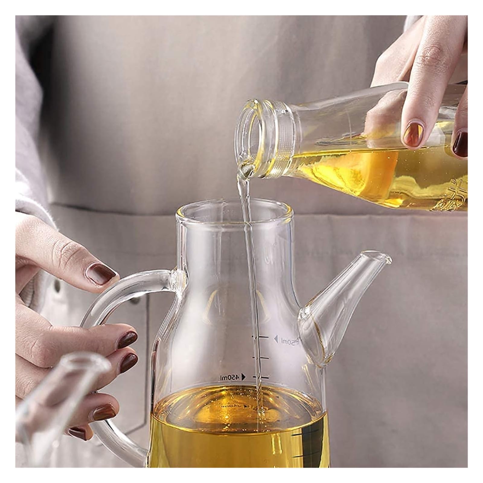 JCAKES Dosatore Olio e Aceto Dispenser for Olio e aceto, Set Moderno, Bottiglia di Vetro for Olio e aceto for Cucina Cottura Bocca Larga Facile da riempire condimento Cucinando (Size : 750ml)