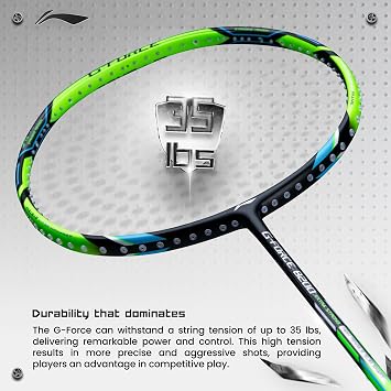 Li-Ning G-Force 8900 Extra Strong Strung Badminton Racket (Black/Lime Green)