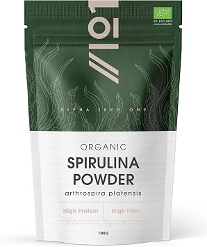 Organic Spirulina Powder 100g   100% Cold Pressed   Resealable and Recyclable Pouch   By Alpha01