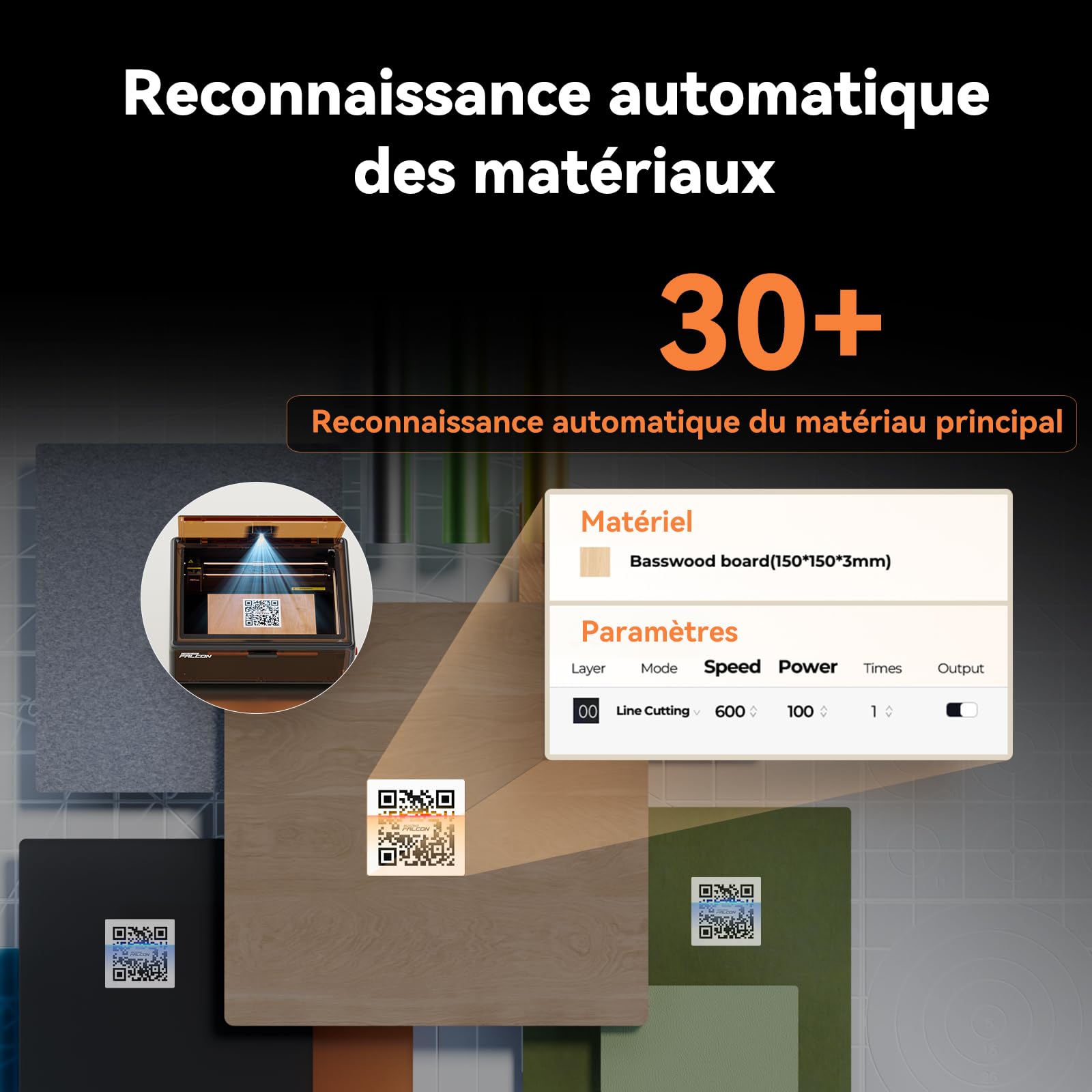 Creality Falcon A1 10W Kit de Gravure Laser, Découpeuse Laser Entièrement Fermée, Caméra Intelligente, 600mm/s, Zone de Travail 305 x 381mm, Idéal pour le Bois, le Métal et L'acrylique, pour Débutants