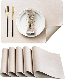 DOLOPL Placemats Set of 6 Reversible Dual-Color Table Placemats