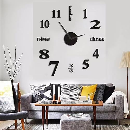 Miniatura 1 de Reloj de pared grande, decoración moderna de pared, reloj de pared 3D sin marco, reloj de pared para relojes, horas, decoración de la casa para sala