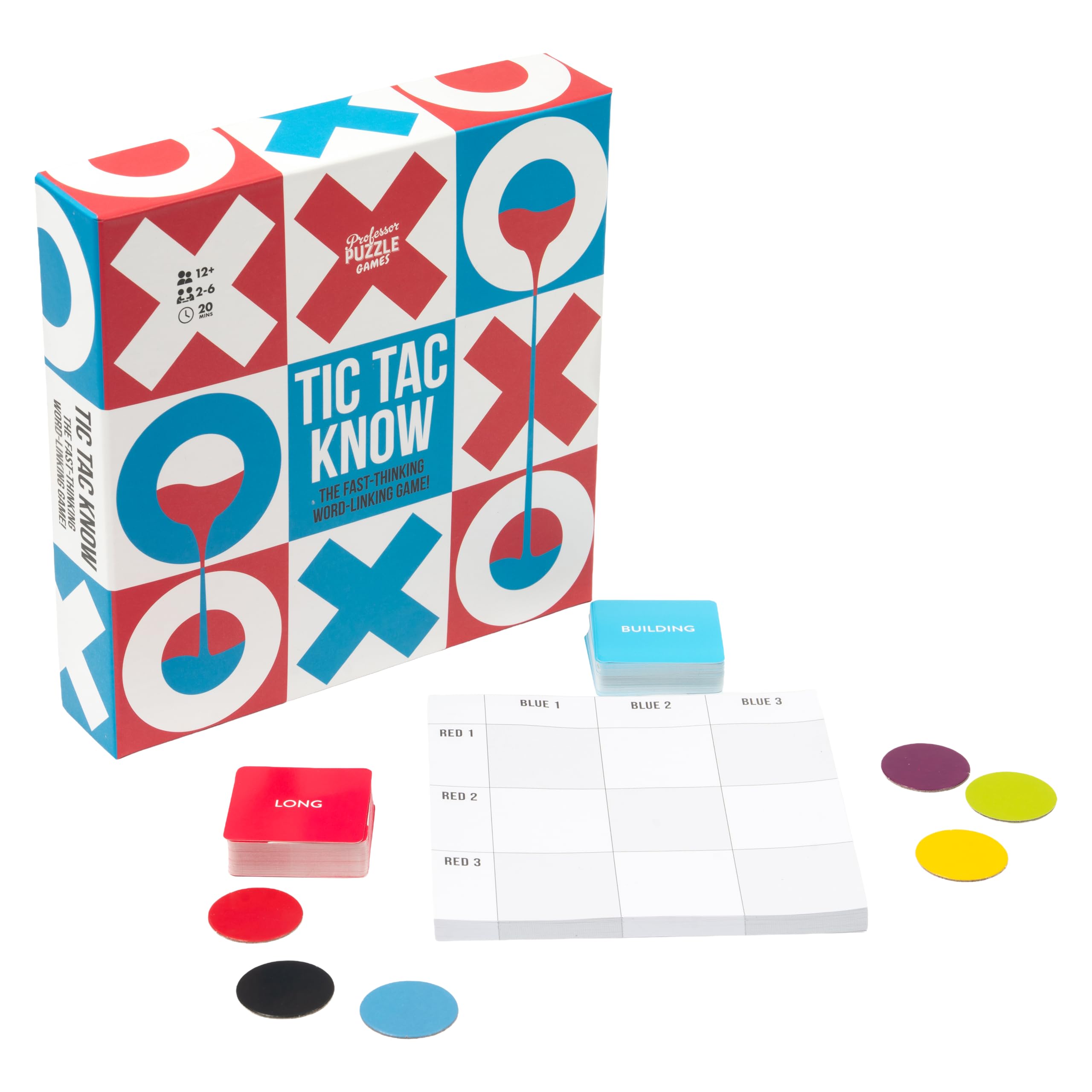 Professor PUZZLE Tic Tac Know Party Game, Blue and White, 20 cm x 4 cm