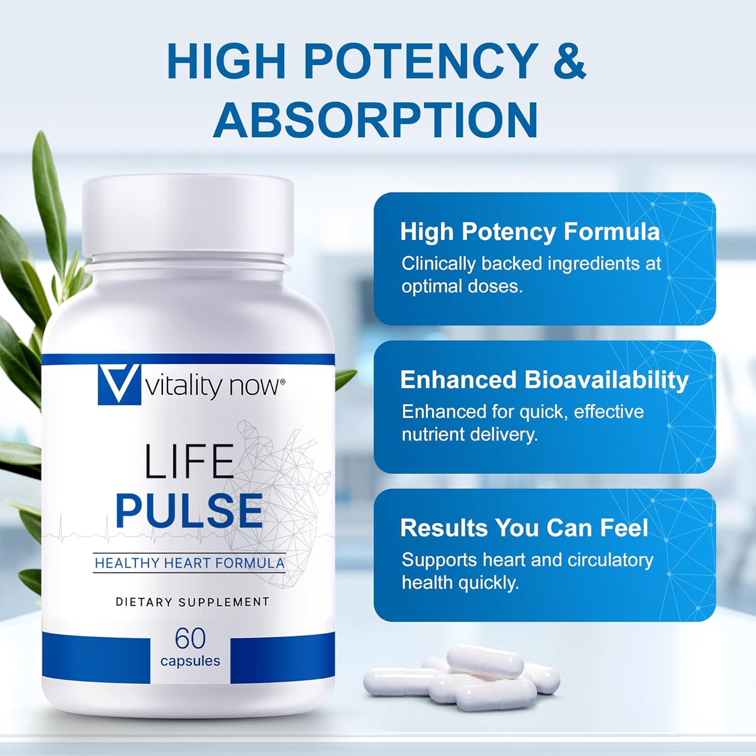 Life Pulse Natural Heart Health Supplement – 7 Power Ingredients for Blood Pressure & Cardiovascular Support – Non-GMO Formula for Men & Women – Made by Former NASA Scientist (Pack of 1)