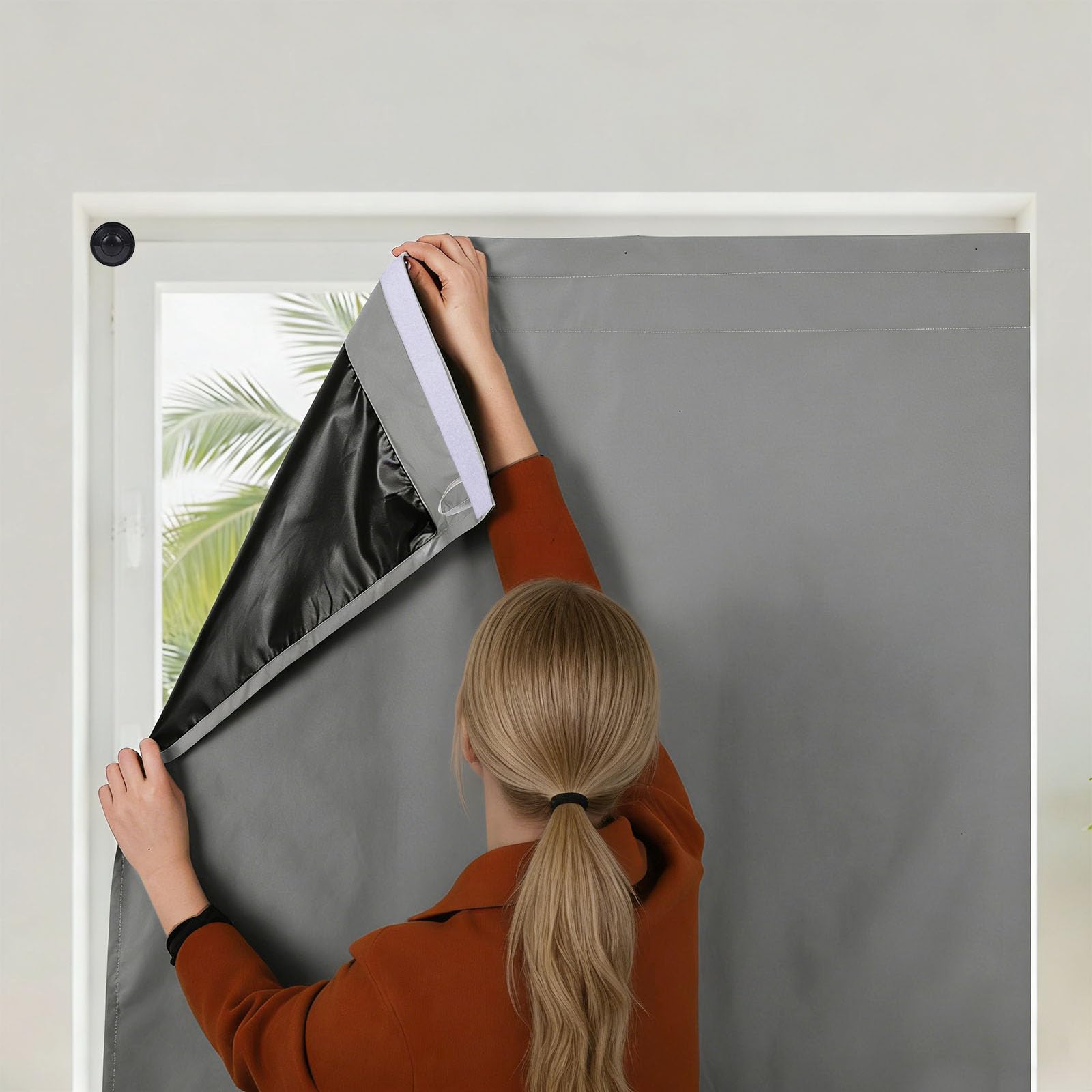 Portable Blackout Window Cover No Drill Blinds with Stickers & Suction Cups Travel Thermal Insulated Light Blocking Shades for Baby Nursery, Bedroom, Caravan, Office (Dark Grey, 145x240cm)