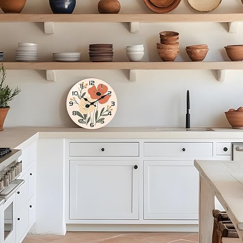 Miniatura 4 de Relojes de pared de granja para cocina, relojes de pared de madera a pilas de 12 pulgadas, relojes de pared de flores vintage, silenciosos, sin