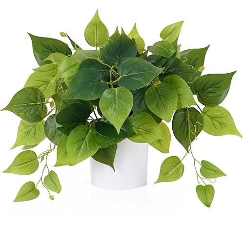 Waipfaru Faux Plants Indoor with Plastic Pots, Realistic Small Fake