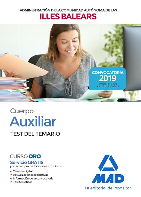 Portada de Cuerpo auxiliar de la administración general de la comunidad autónoma de las illes balears. Temario común de materias de informáti