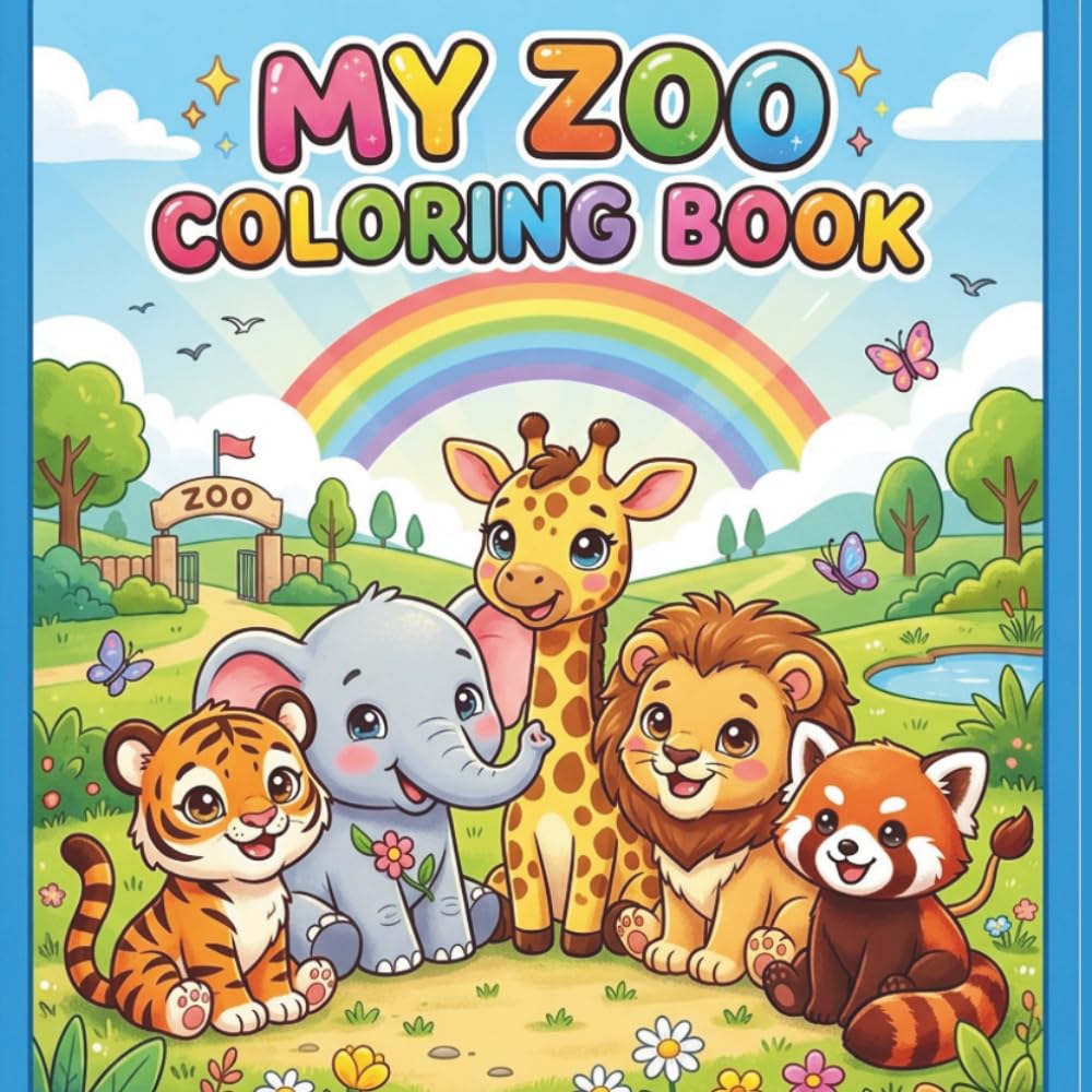 My Zoo Coloring Book: Cute animals with big shiny eyes (Kawaii Animal Series)
