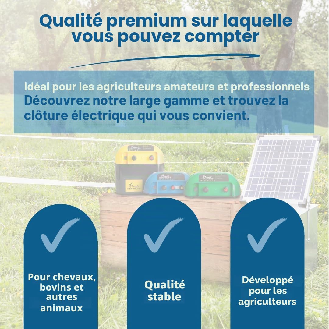 Farmland Herkules Lot de 10 piquets de clôture de pâturage 150 cm Plastique Robuste Pointe Acier galvanisé Double Marche
