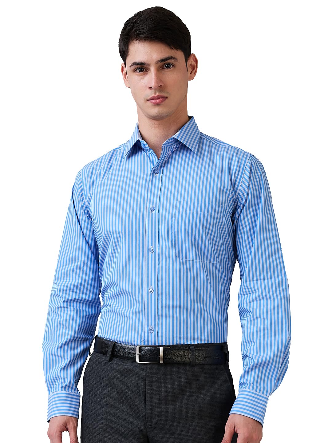 raymond Men Slim Fit Structure Pattern Pure Cotton Semi Cut Away Collar Full Sleeve Formal Shirt-picture-56