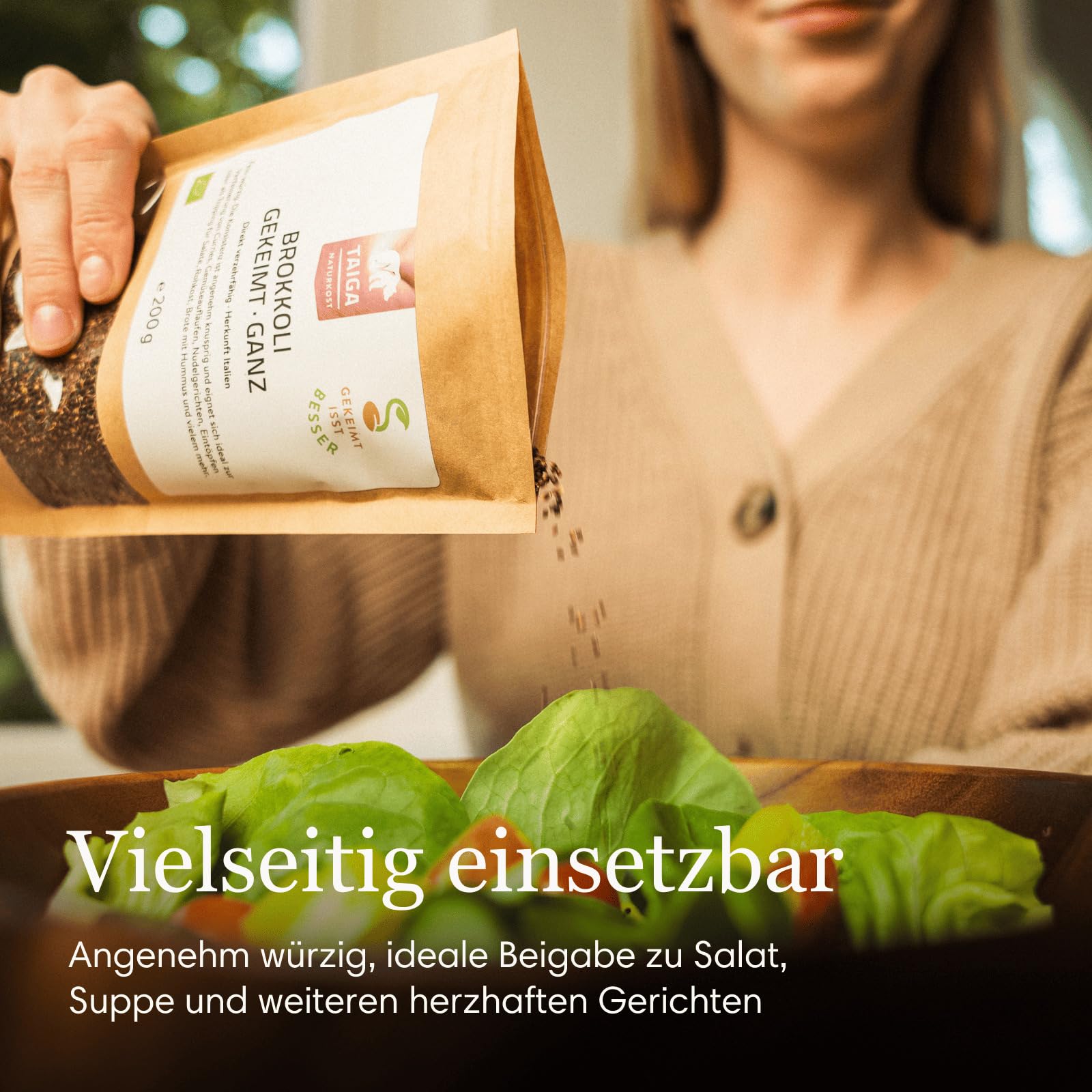 TAIGA Naturkost - Gekeimte Bio Brokkolisamen, Sprossen - 200g, mit hohem Sulforaphangehalt, Bio-Qualität (200g (3er Pack))