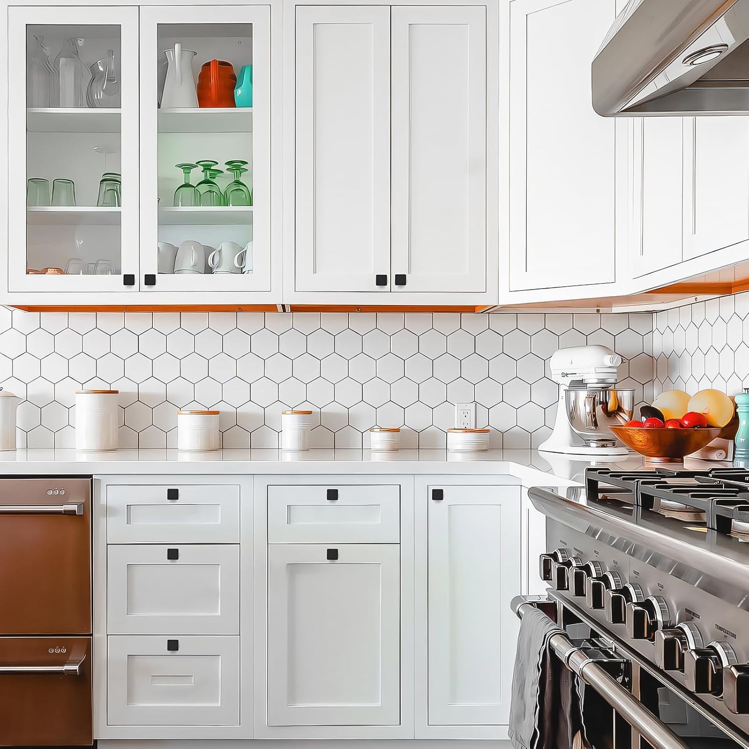 30 Pack Black Cabinet Knobs 1.2 Inch Square Kitchen Cabinet Knobs for Dresser Drawers Solid Hardware