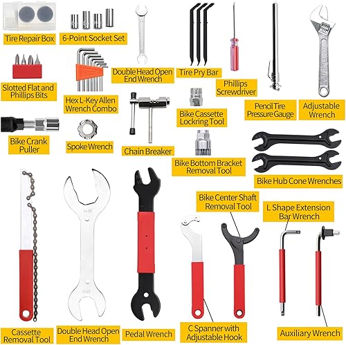 Miniatura 2 de Kit de reparación de bicicletas, bolsa de reparación de bicicletas con bomba de neumáticos, kit de herramientas de bicicleta para viajes de