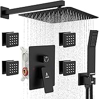 Vista 28 de Sistema de Ducha Moderno de Lluvia de Latón Juego de Grifería con Válvula y Desviador Mezclador de Ducha con Ducha de Mano de Alta Presión Válvula