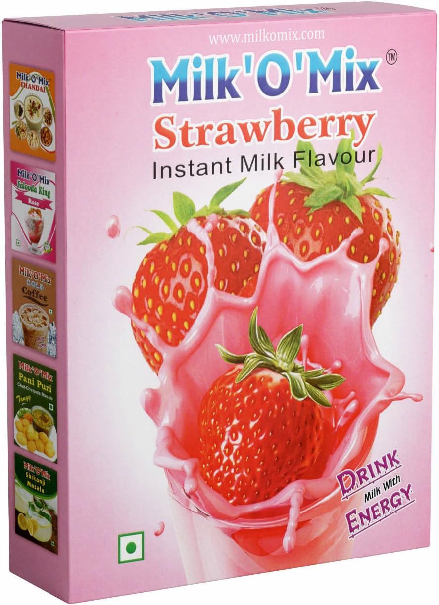 MILK'O'MIX Strawberry Instant Milk Flavour Drink Milk With Energy Box - 150g Pack of 1