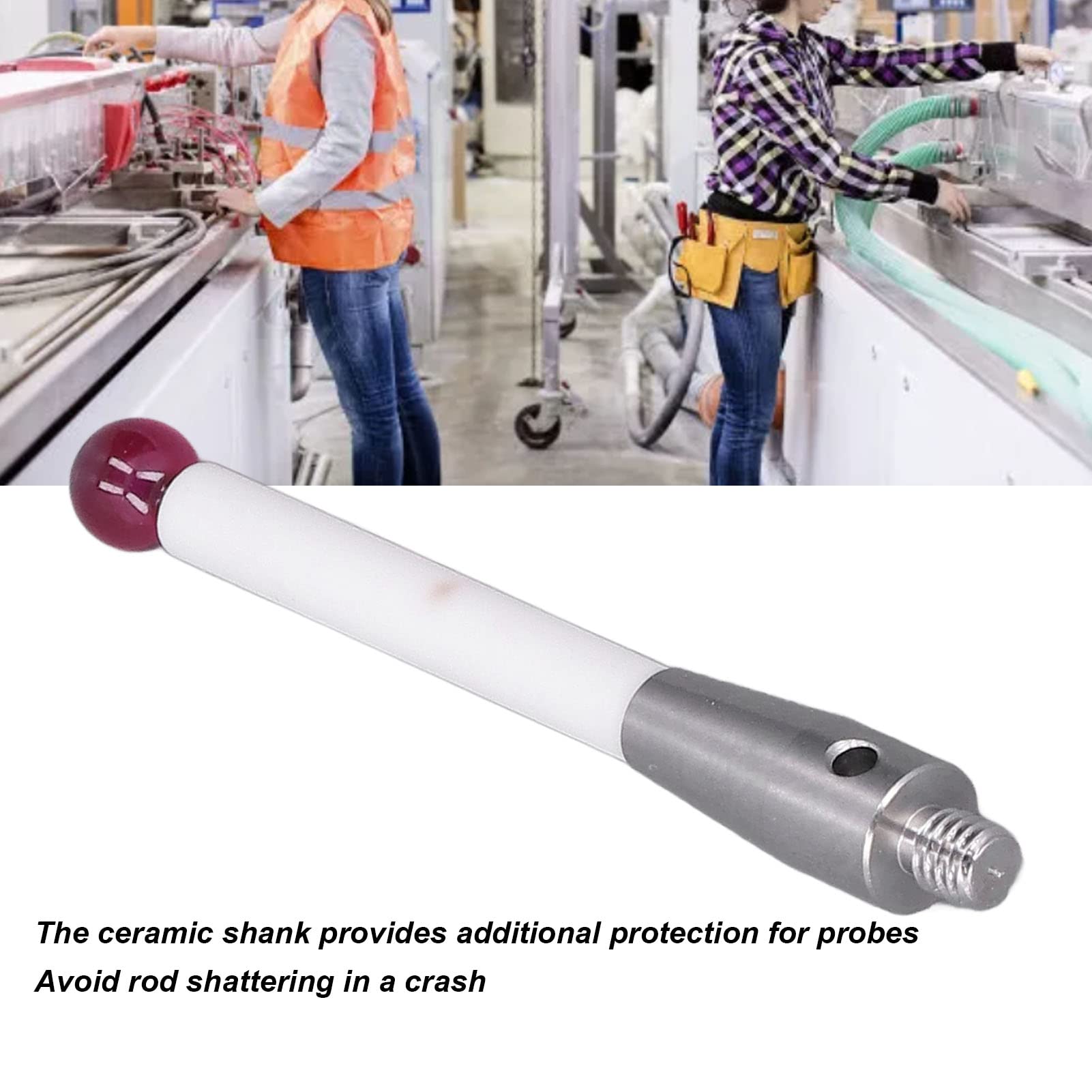 Stylet de Sonde CMM, Tige en Acier Inoxydable et Céramique, Tige Filetée M4, Pointes à Billes Rubis de 6 Mm de Diamètre, Pointe D'outil à Trois Coordonnées pour Machines-outils