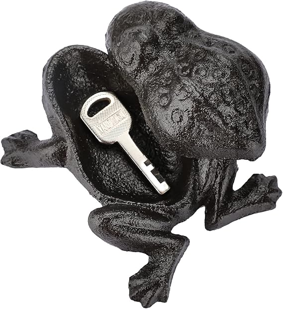JUXYES Frog Cast Iron Key Hider Outside Spare Door Key Box